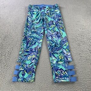 Lilly Pulitzer Luxletic Leggings Womens XS Blue Multicolor Weekender Croppped